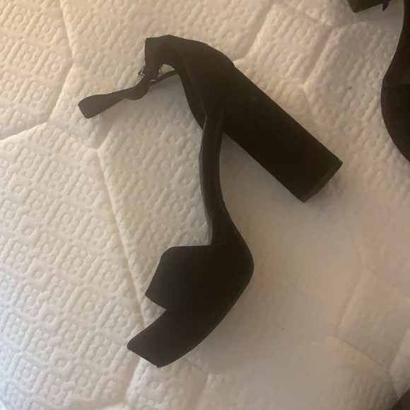 Black Suede Platform Heels - Picture 2 of 4